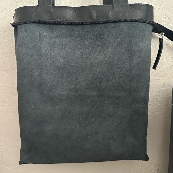 Mayko Leather Tote Bag NEW Black 2 Shoulder Handles Zipper Closure Pocket Inside - Picture 9 of 13